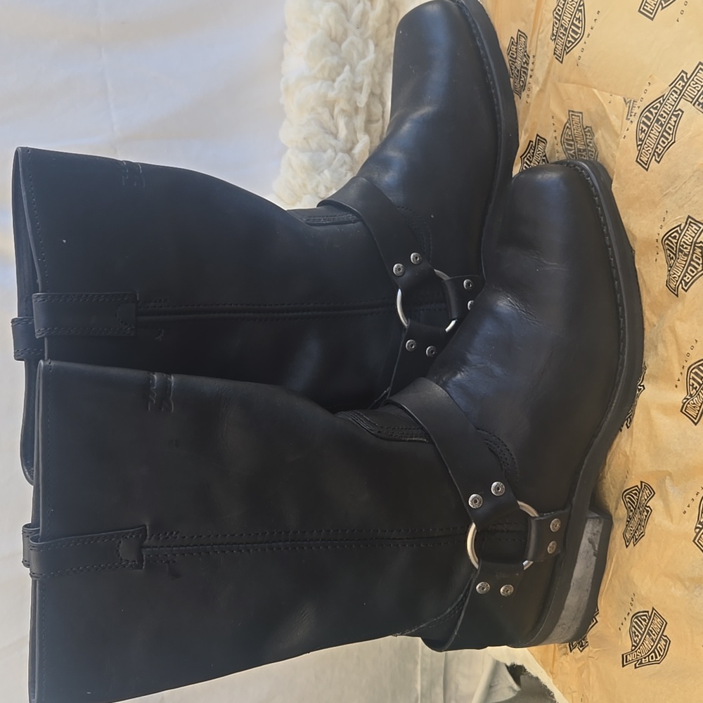 Harley-Davidson Black Leather Moto Boots